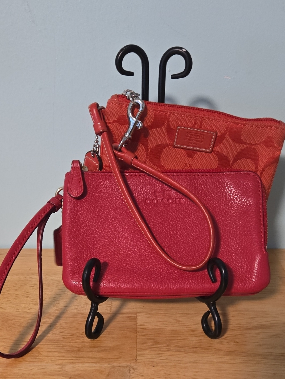 Coach Red and Orange Double Wristlet Set